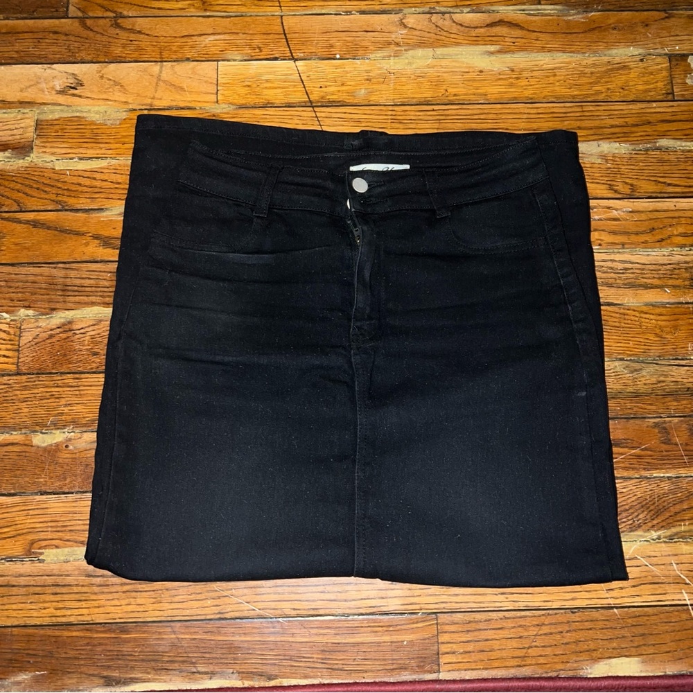 Black Denim Maxi Skirt